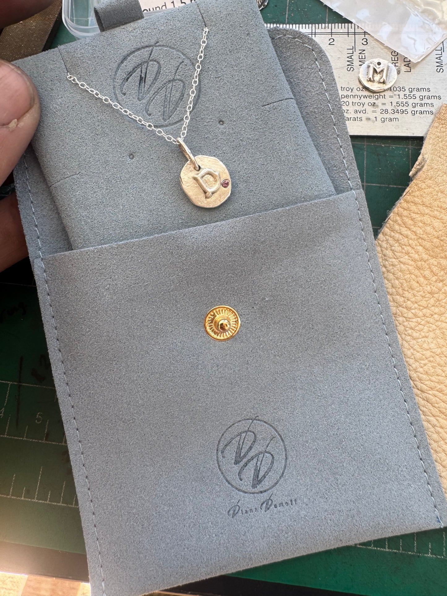 Initial necklace w/ sapphire
