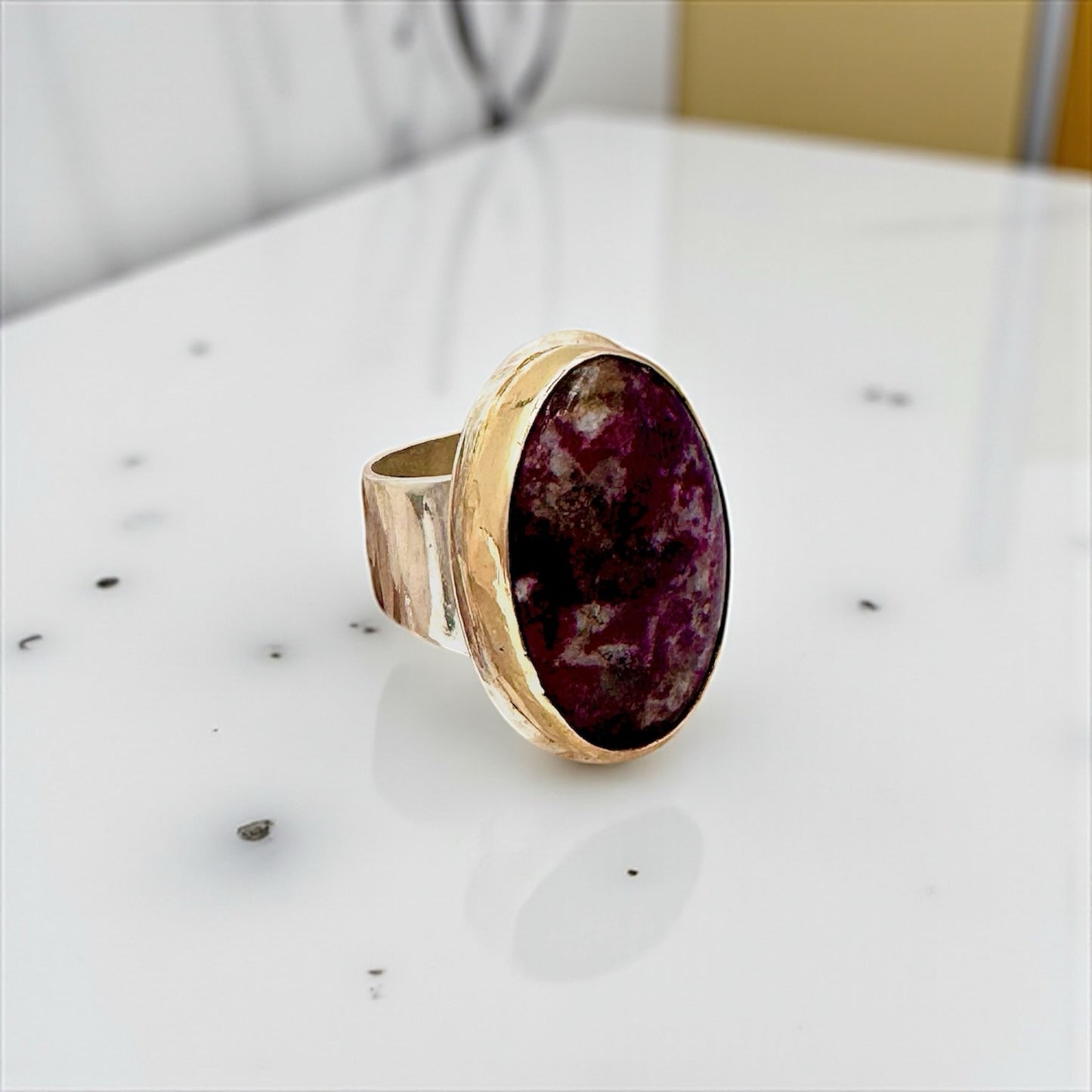 Rubellite in Quartz Ring