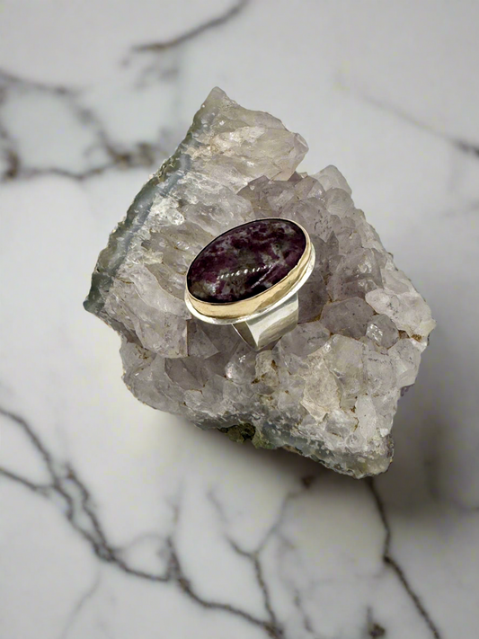 Rubellite in Quartz Ring