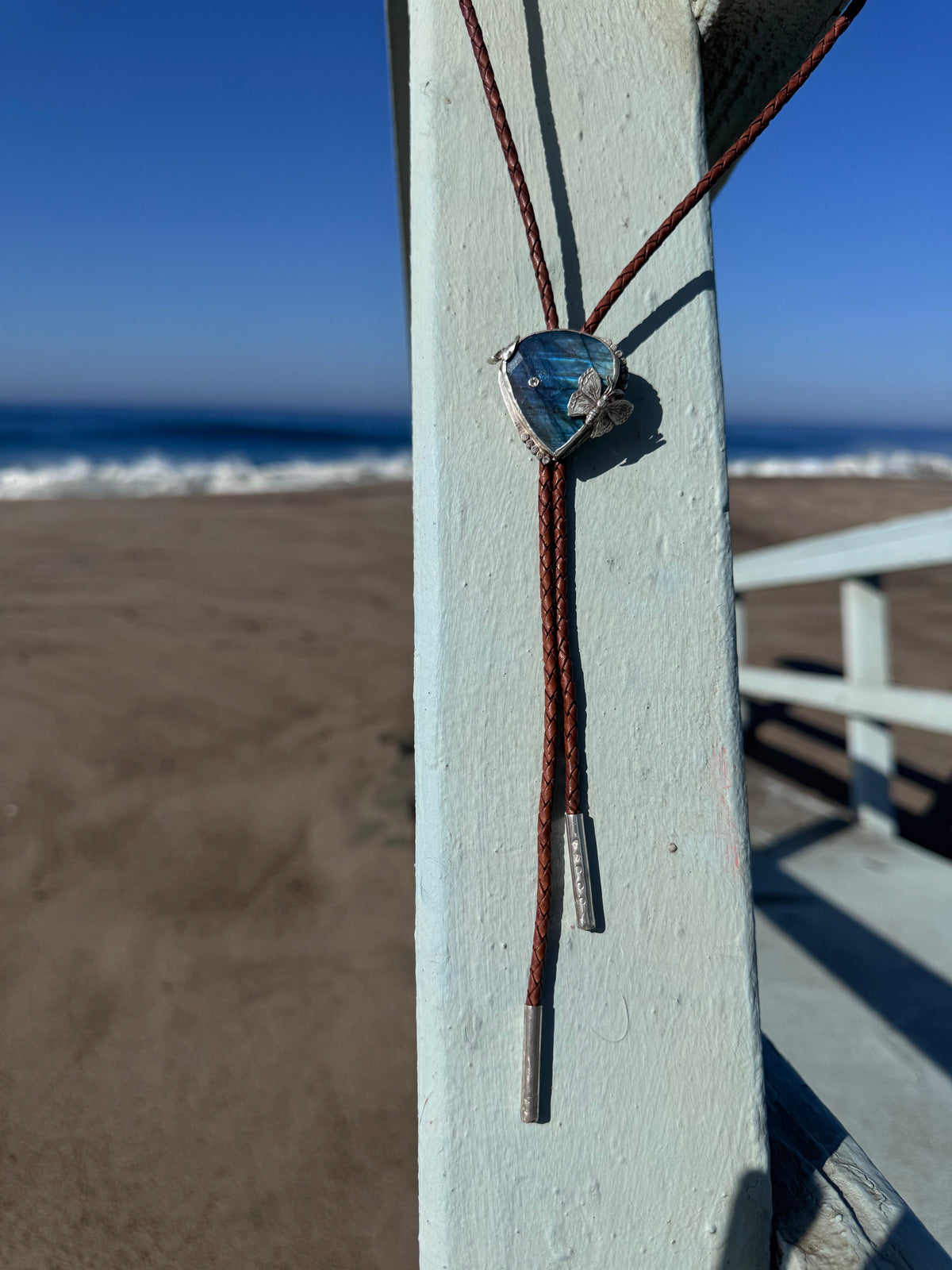 Labradorite and silver bolo tie