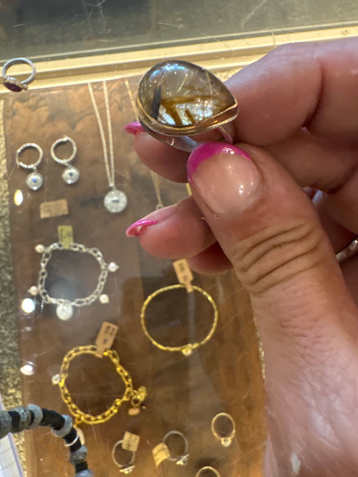 Golden rutile quartz ring
