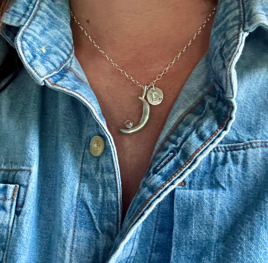 Moonlit Crescent Necklace w/ Amethyst