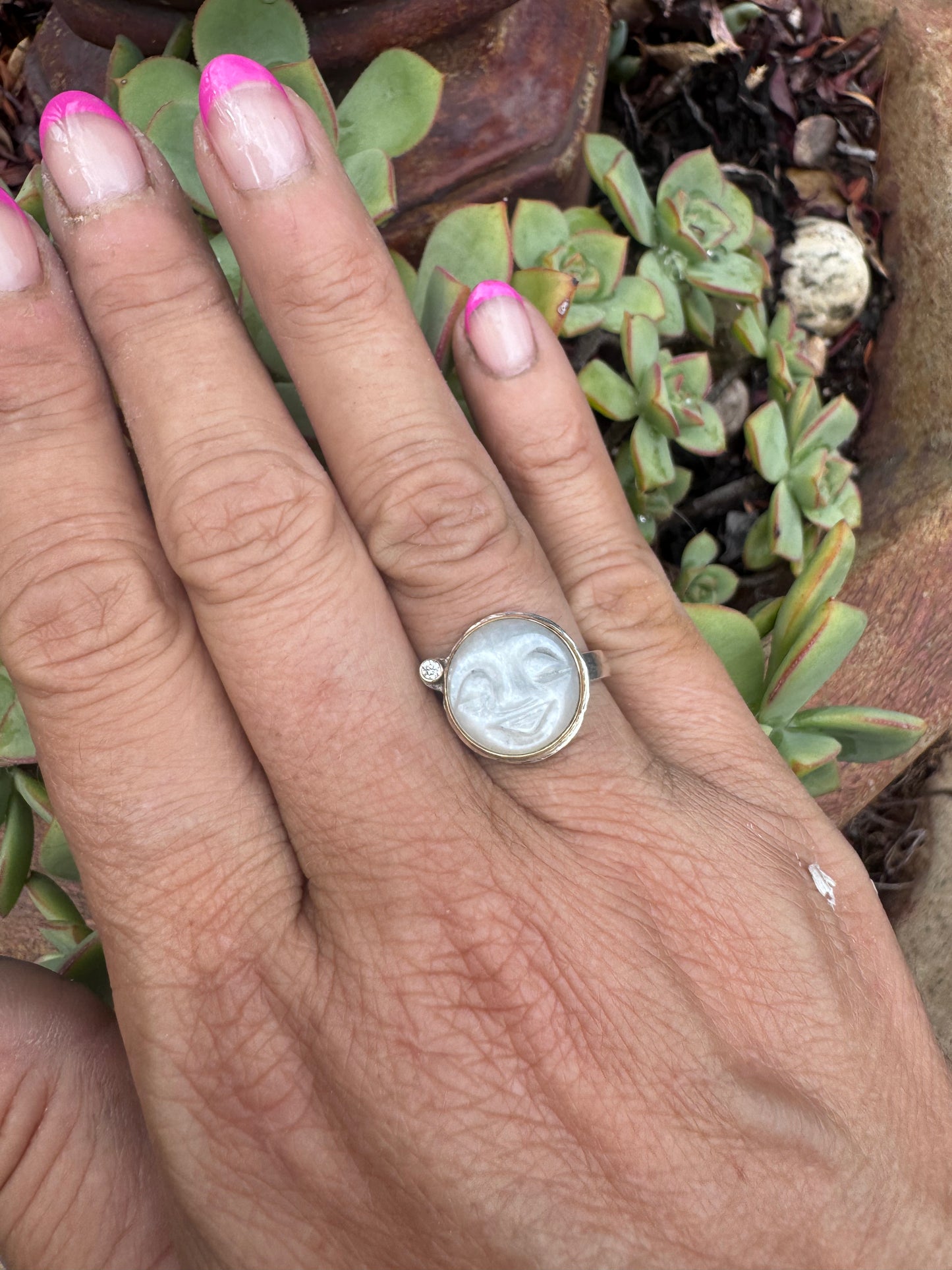 Moonstone & Diamond ring