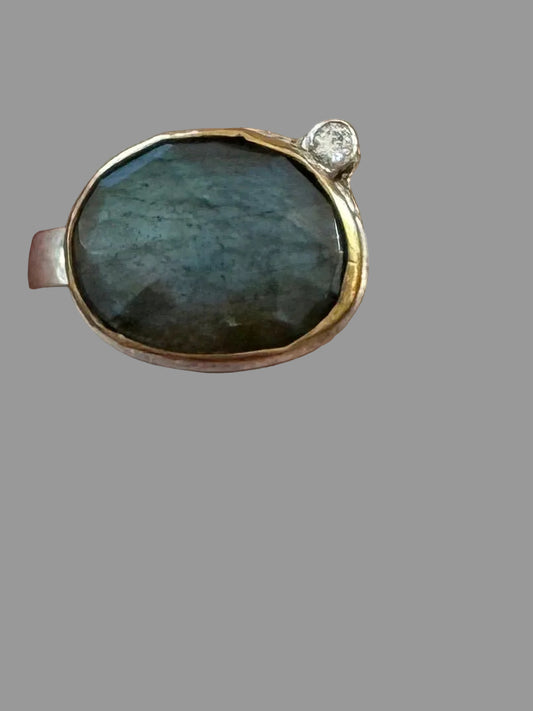 Labradorite with Diamond Ring